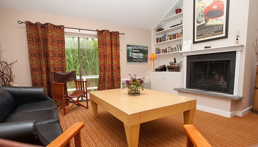 cozy living room scene with fireplace